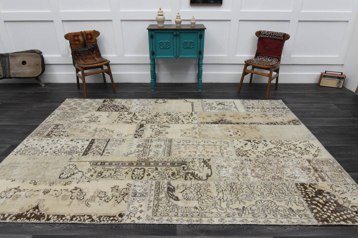 Tek parça patchwork vintage halı 203x298 cm (6,05 m²) – Pera Halı