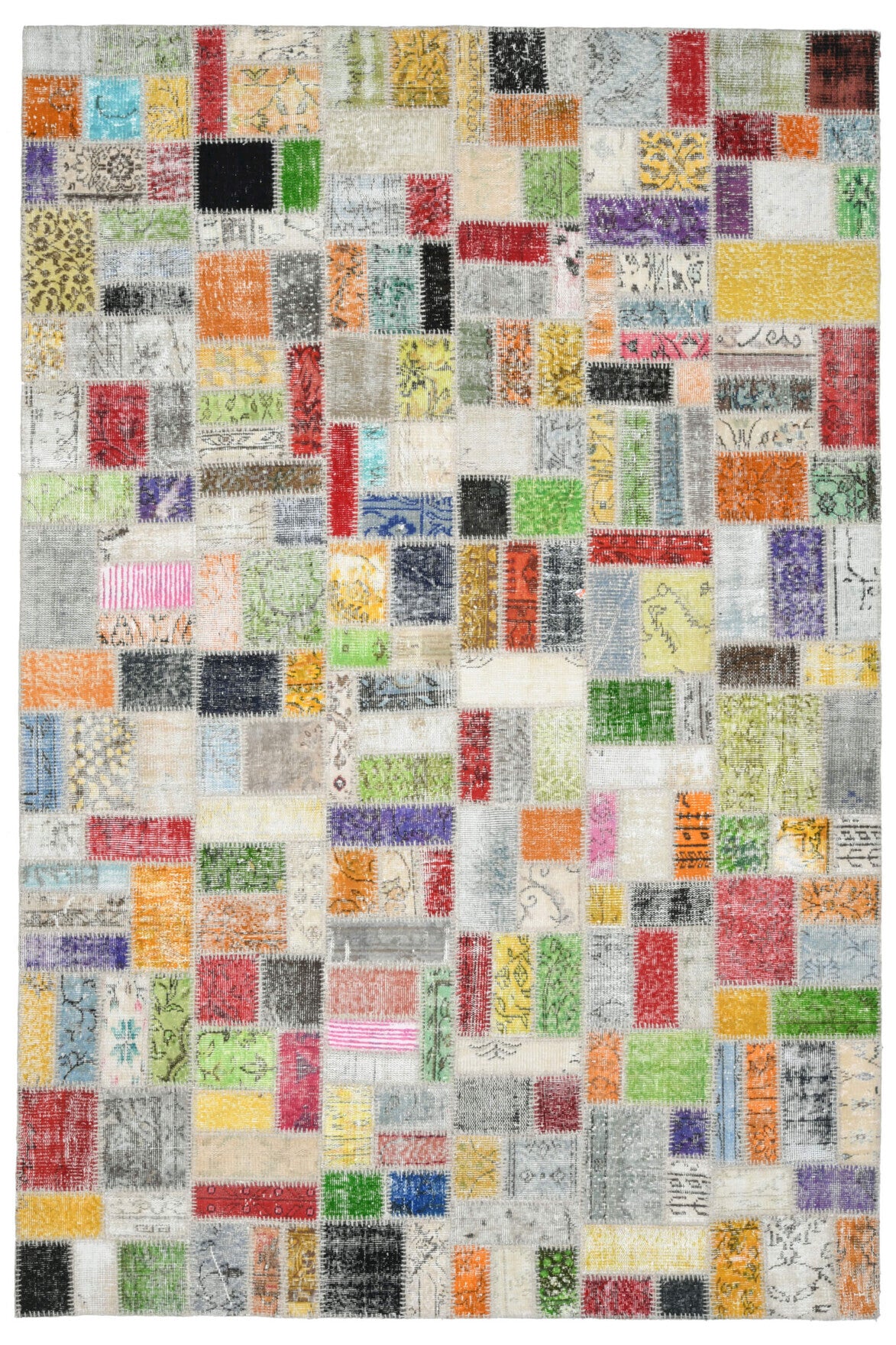 El yapımı vintage halı 203x302 cm düz desenli yün
