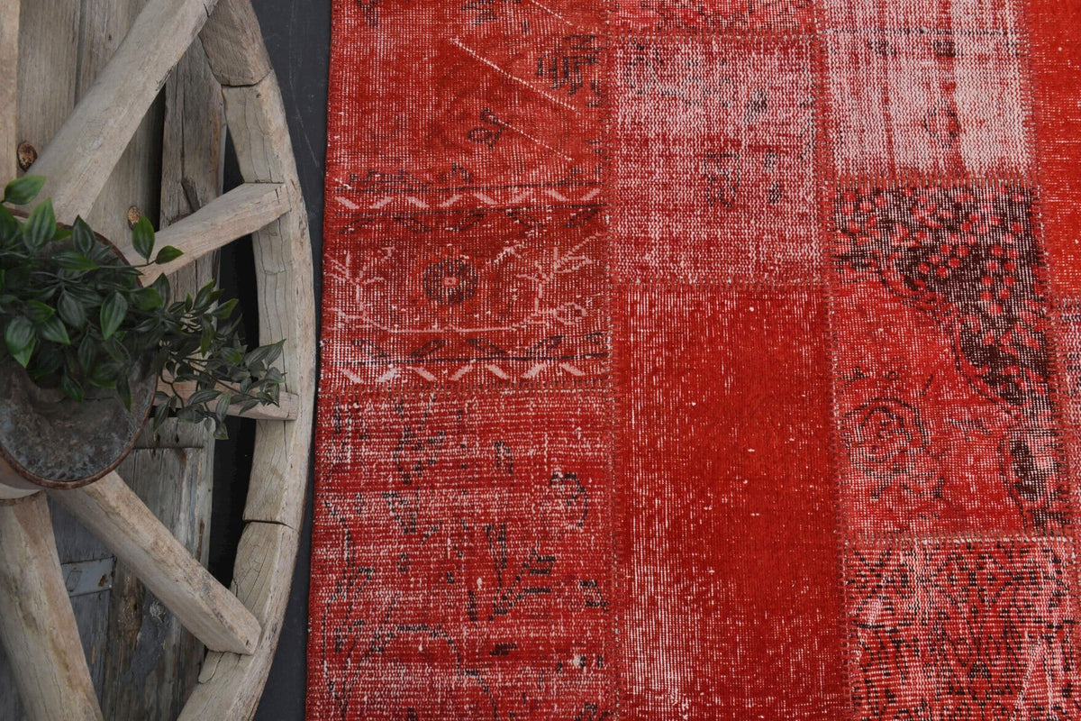 Salon için düz zeminli patchwork vintage halı – 172x243 cm