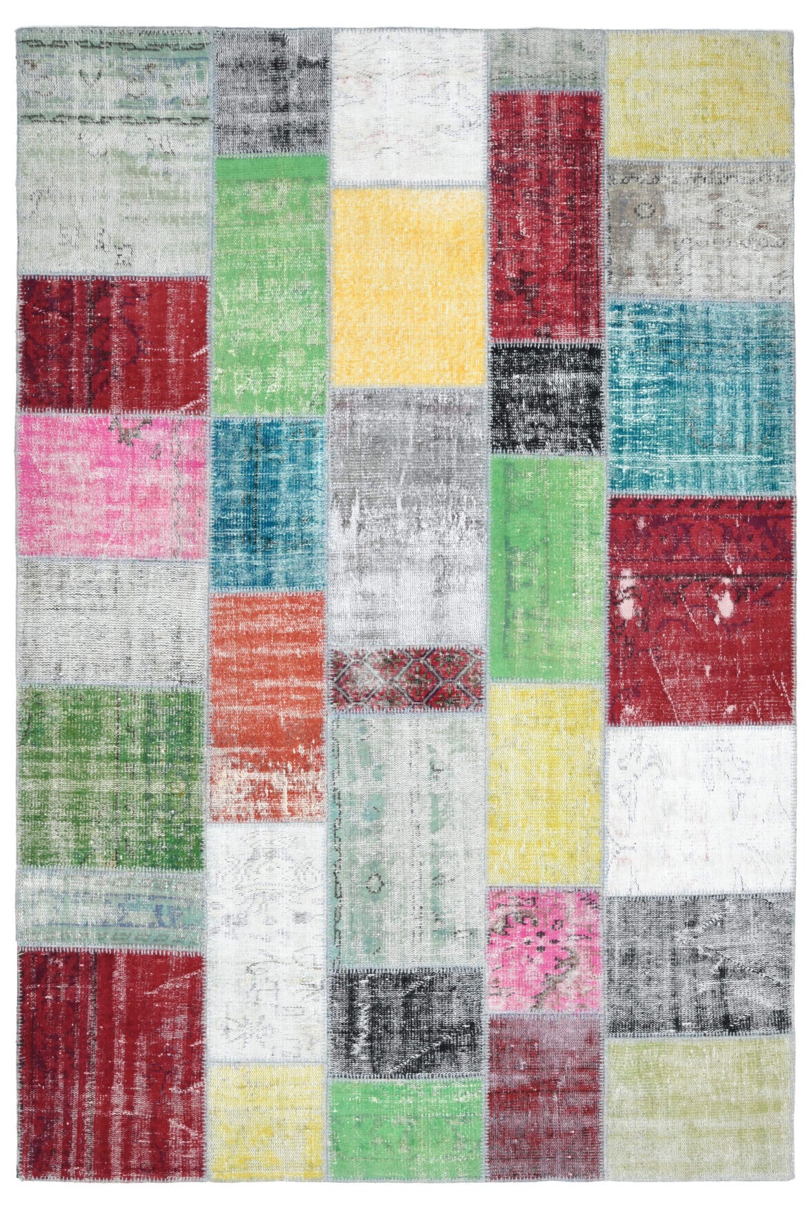 El yapımı vintage halı 201x300 cm çiçek desenli desenli yün - farklı açıdan görünüm