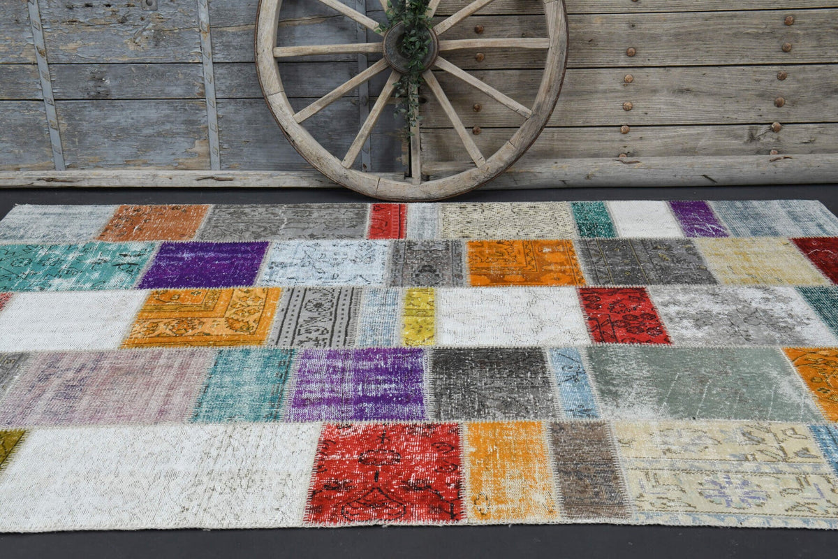 Tek parça patchwork vintage halı 199x306 cm (6,09 m²) – Pera Halı