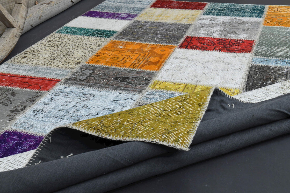Patchwork vintage halı 199x306 cm, 5 mm hav, yün