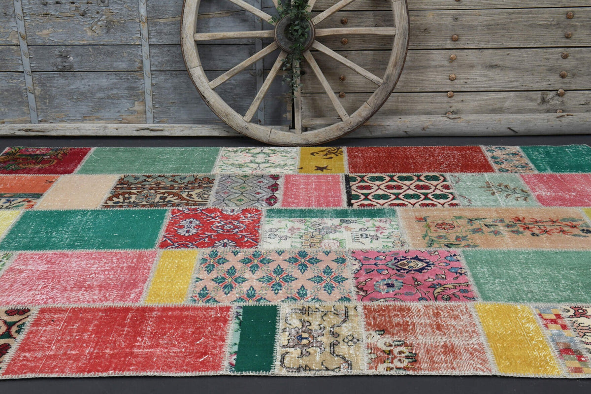 Tek parça patchwork vintage halı 204x304 cm (6,2 m²) – Pera Halı