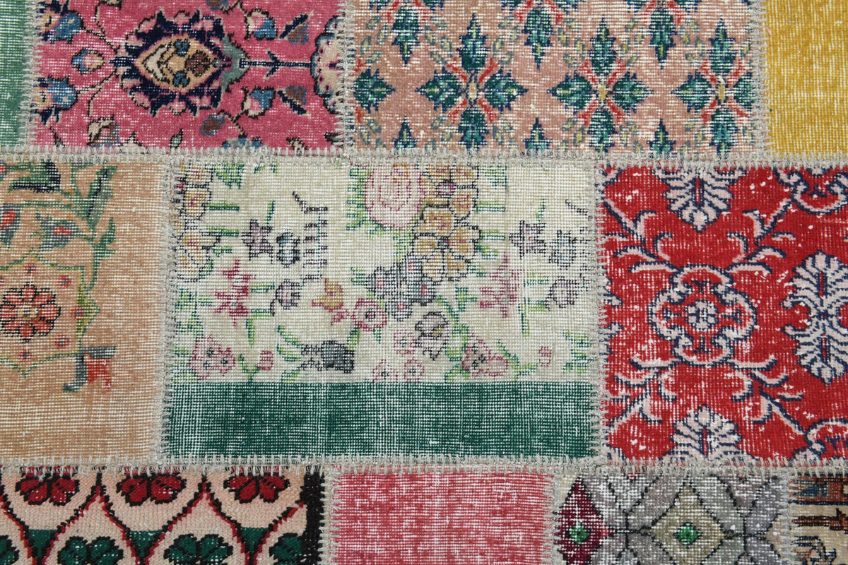 Salon için oryantal desenli patchwork vintage halı – 204x304 cm