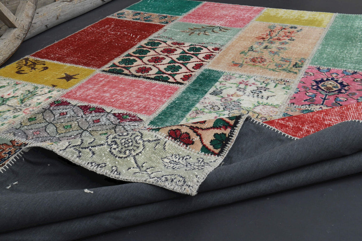 Patchwork vintage halı 204x304 cm, 5 mm hav, yün