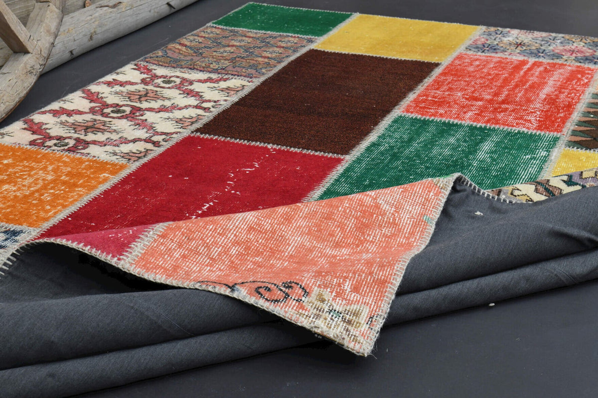 Patchwork vintage halı 202x297 cm, 5 mm hav, yün
