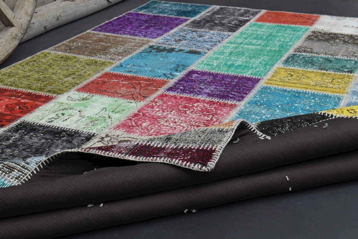Patchwork vintage halı 196x294 cm, 5 mm hav, yün