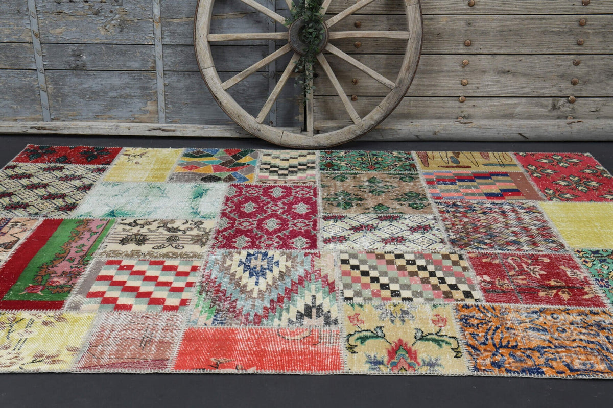 Tek parça patchwork vintage halı 199x296 cm (5,89 m²) – Pera Halı