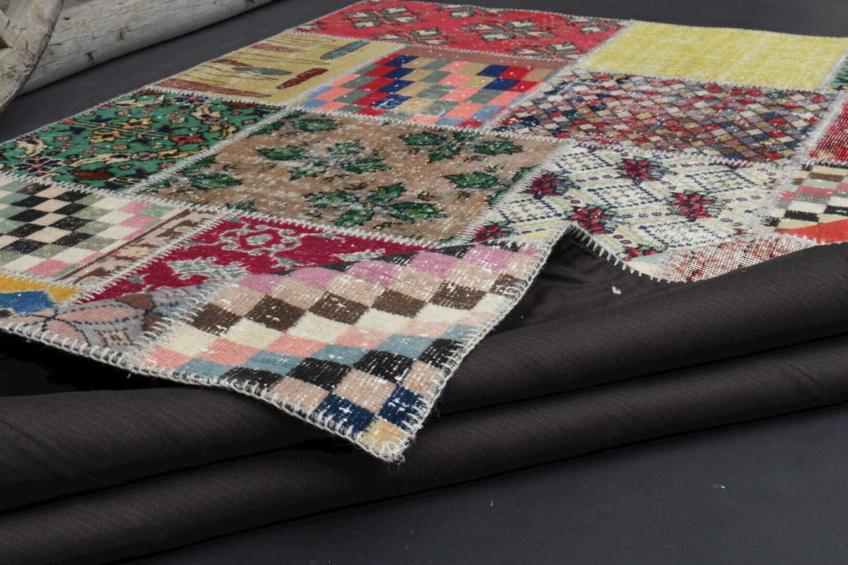 Patchwork vintage halı 199x296 cm, 5 mm hav, yün