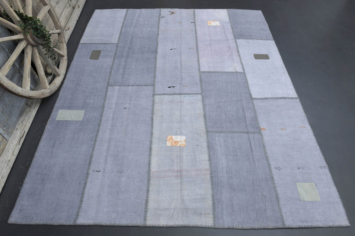 El yapımı vintage halı 249x307 cm oryantal desenli yün - detay görünümü