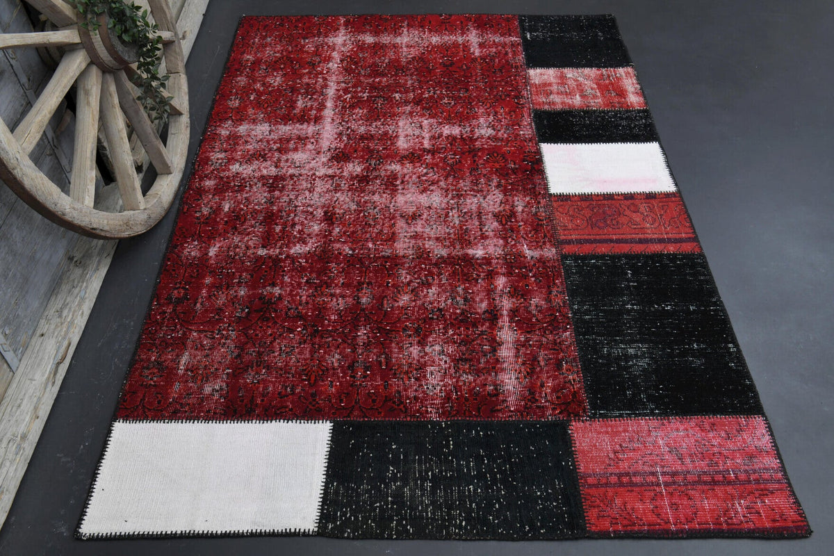 El yapımı vintage halı 170x254 cm oryantal desenli yün - detay görünümü