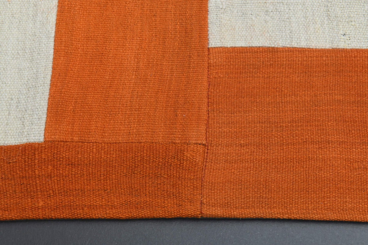 El yapımı vintage halı 201x226 cm oryantal desenli yün - yakın çekim doku detayı