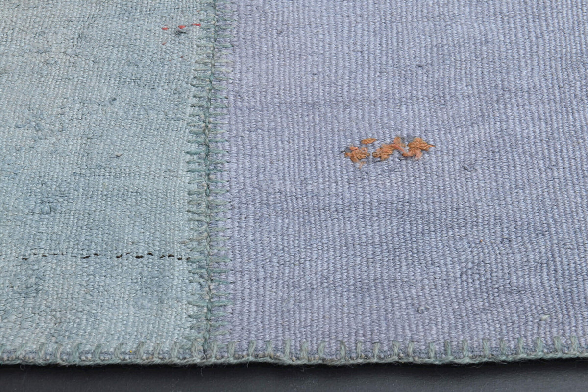 El yapımı vintage halı 198x302 cm oryantal desenli yün - yakın çekim doku detayı