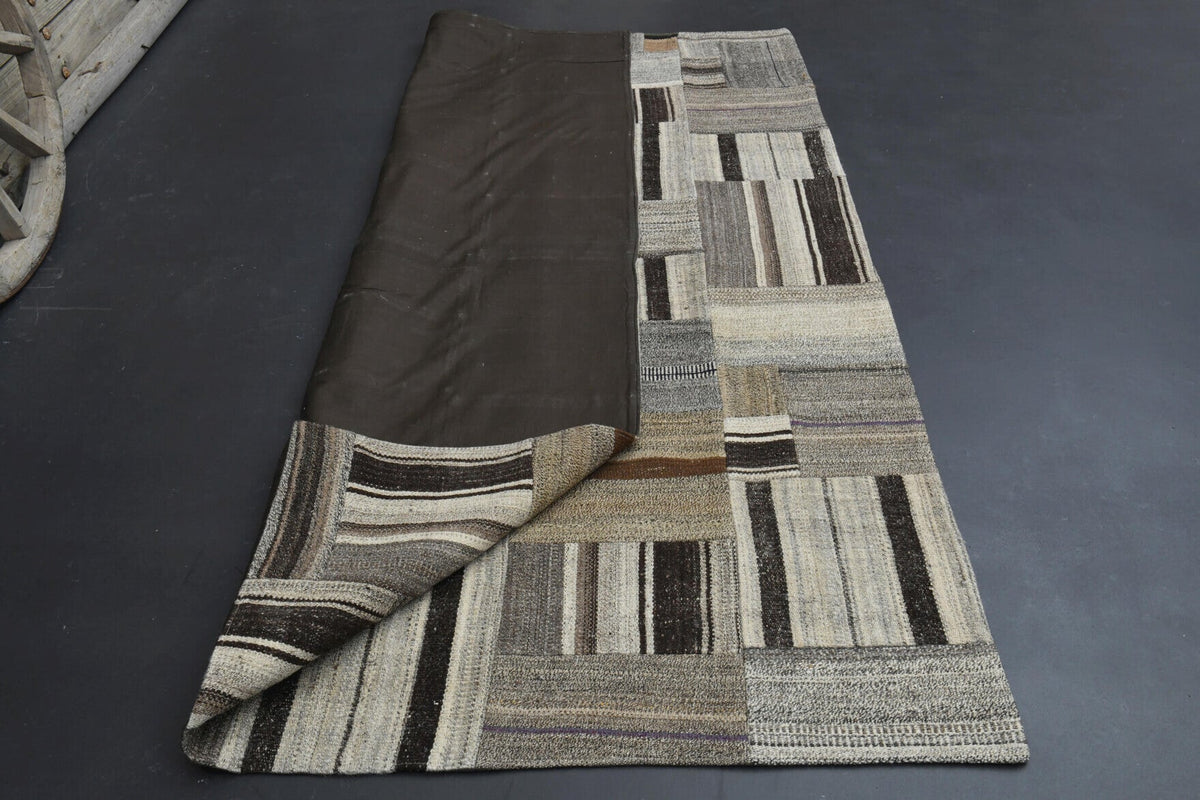 El dokuma vintage kilim 185x258 cm, 2 mm hav, %100 yün