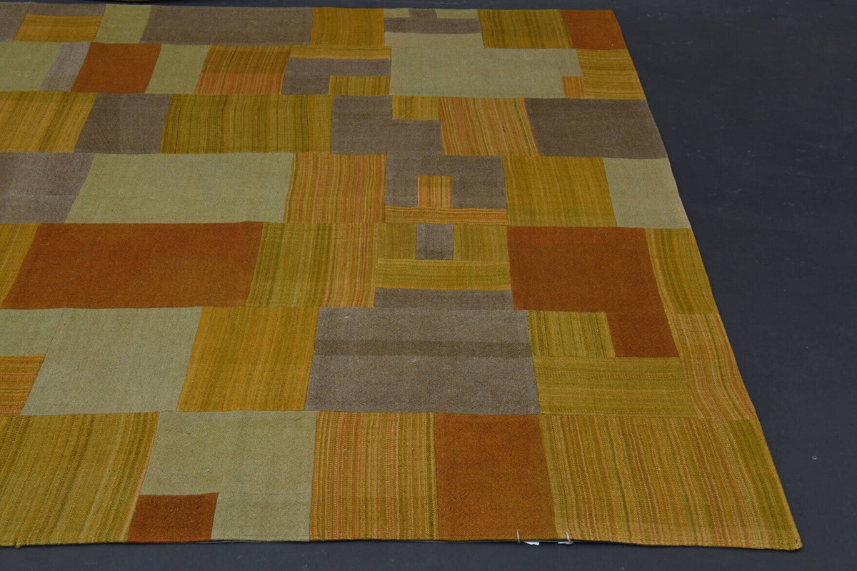 Muted Yellow - Mid Century Vintage Kilim Patchwork Rug