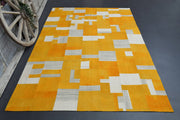 1960'lardan Anadolu kökenli oryantal desenli patchwork vintage halı, 217x319 cm