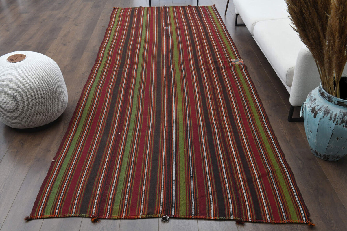 El yapımı vintage yolluk 140x351 cm oryantal desenli yün - detay görünümü