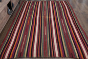El yapımı vintage halı 170x272 cm çizgili desenli yün - detay görünümü