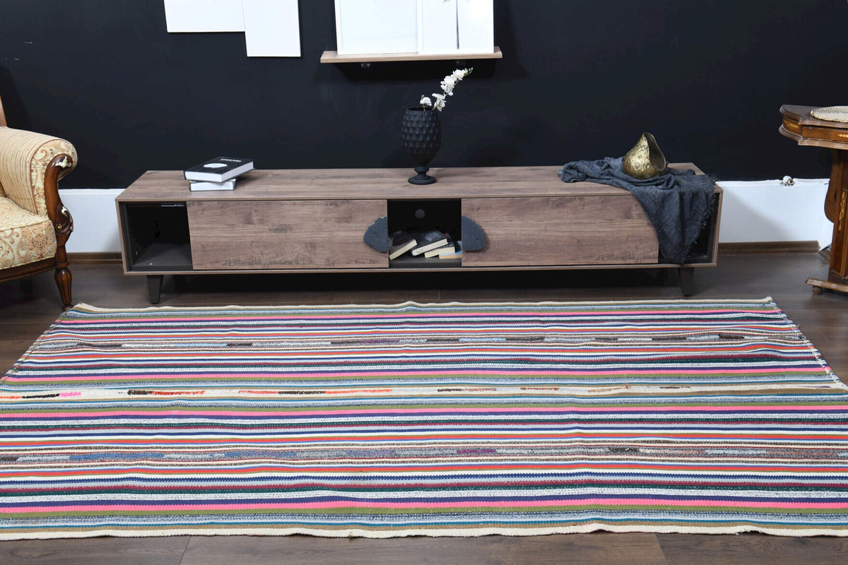 Handmade Vintage Area Kilim Rug