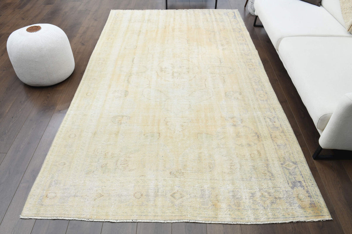 Beige Ecru Handmade Antique Area Rug