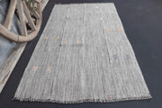 1960'lardan Anadolu kökenli düz zeminli el dokuma vintage kilim, 120x200 cm