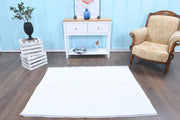 El yapımı vintage halı 124x163 cm düz desenli yün - detay görünümü
