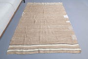 El yapımı vintage halı 119x173 cm çizgili desenli yün - detay görünümü