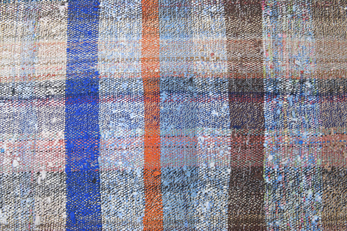 Yatak odası için kareli el dokuma vintage kilim – 97x206 cm