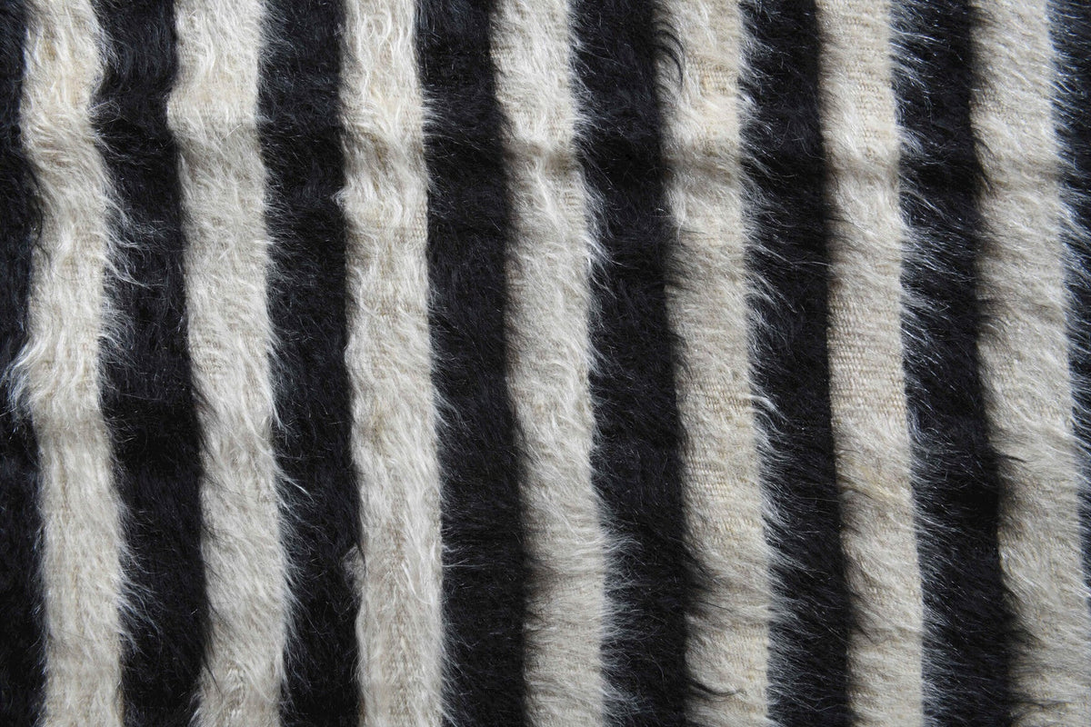 El yapımı vintage halı 135x185 cm çizgili desenli yün - desen detayı