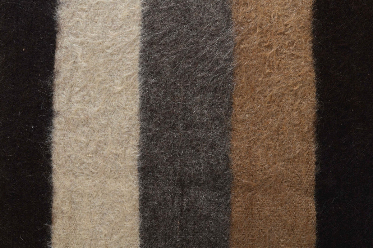 Vintage kilim 126x187 cm – kahverengi ve turuncu çizgili, el dokuma