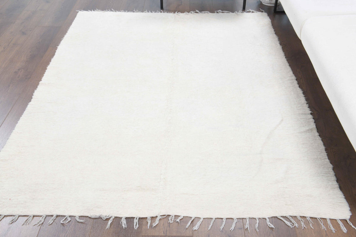 El yapımı vintage halı 150x203 cm i̇kat desenli yün - yakın çekim doku detayı