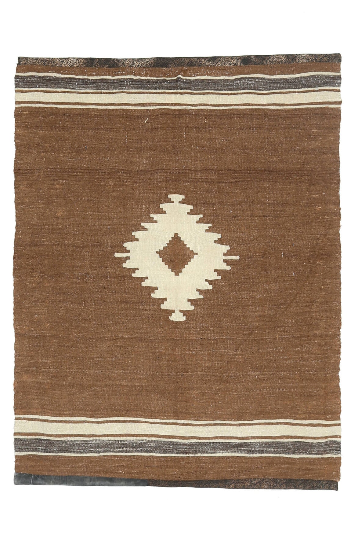 Handmade Vintage Brown Rug