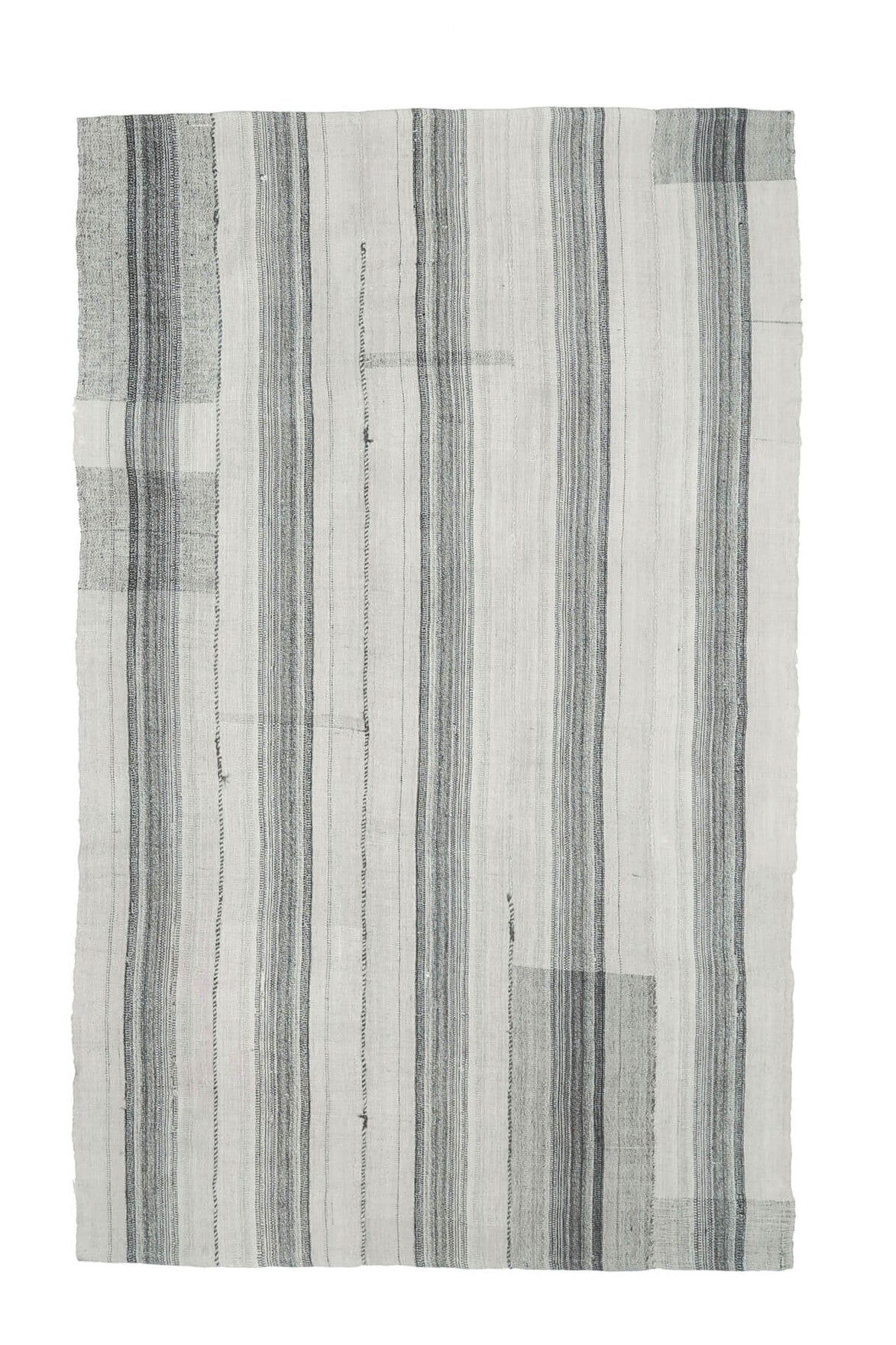 El yapımı vintage halı 150x241 cm çizgili desenli yün
