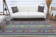 El yapımı vintage halı 132x224 cm çizgili desenli yün - detay görünümü