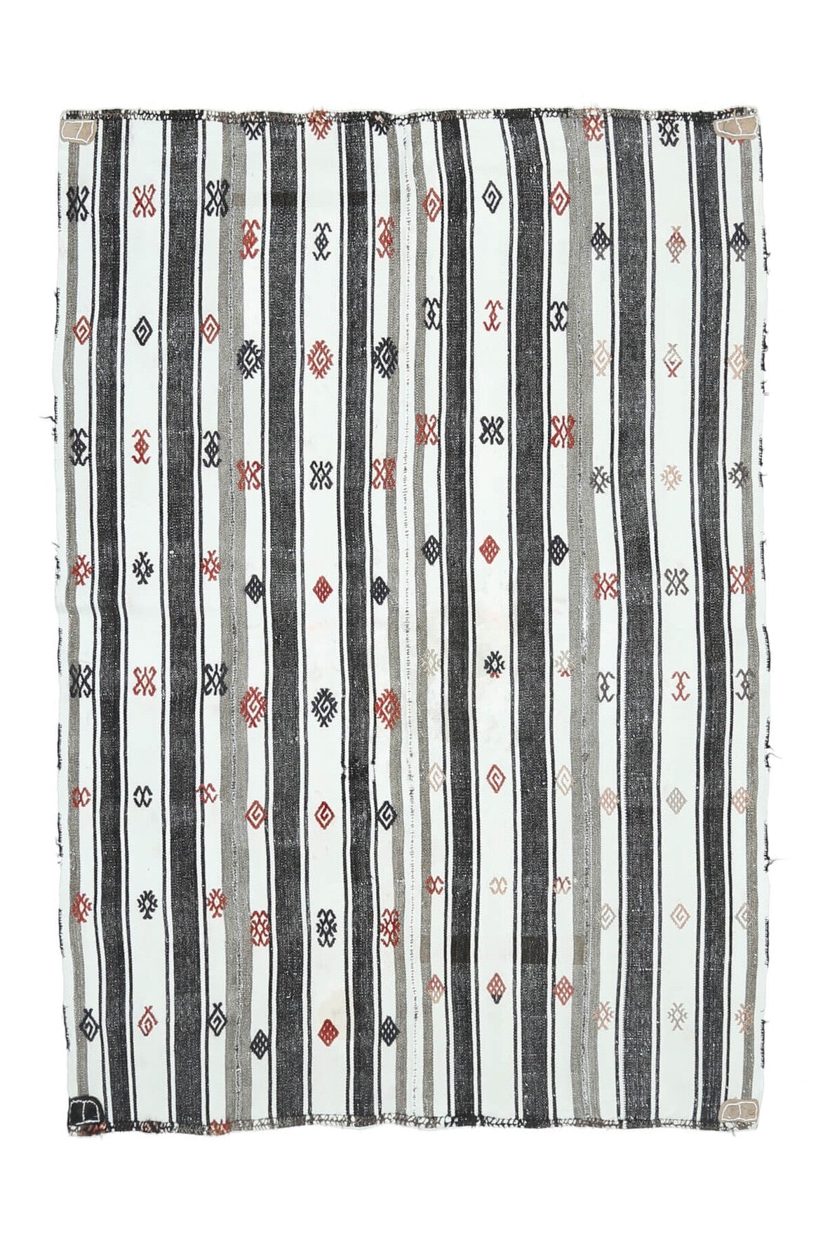 Black White Kilim Handmade Vintage Rug
