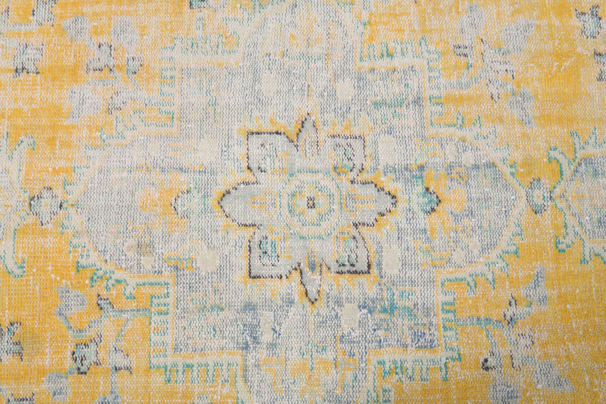 El yapımı vintage halı 124x272 cm oryantal desenli yün - desen detayı