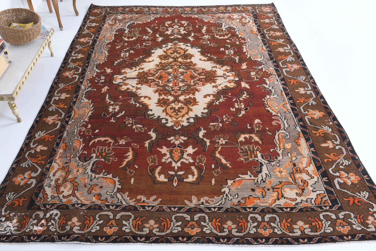Red to Brown - Handmade Vintage Anatolian Rug