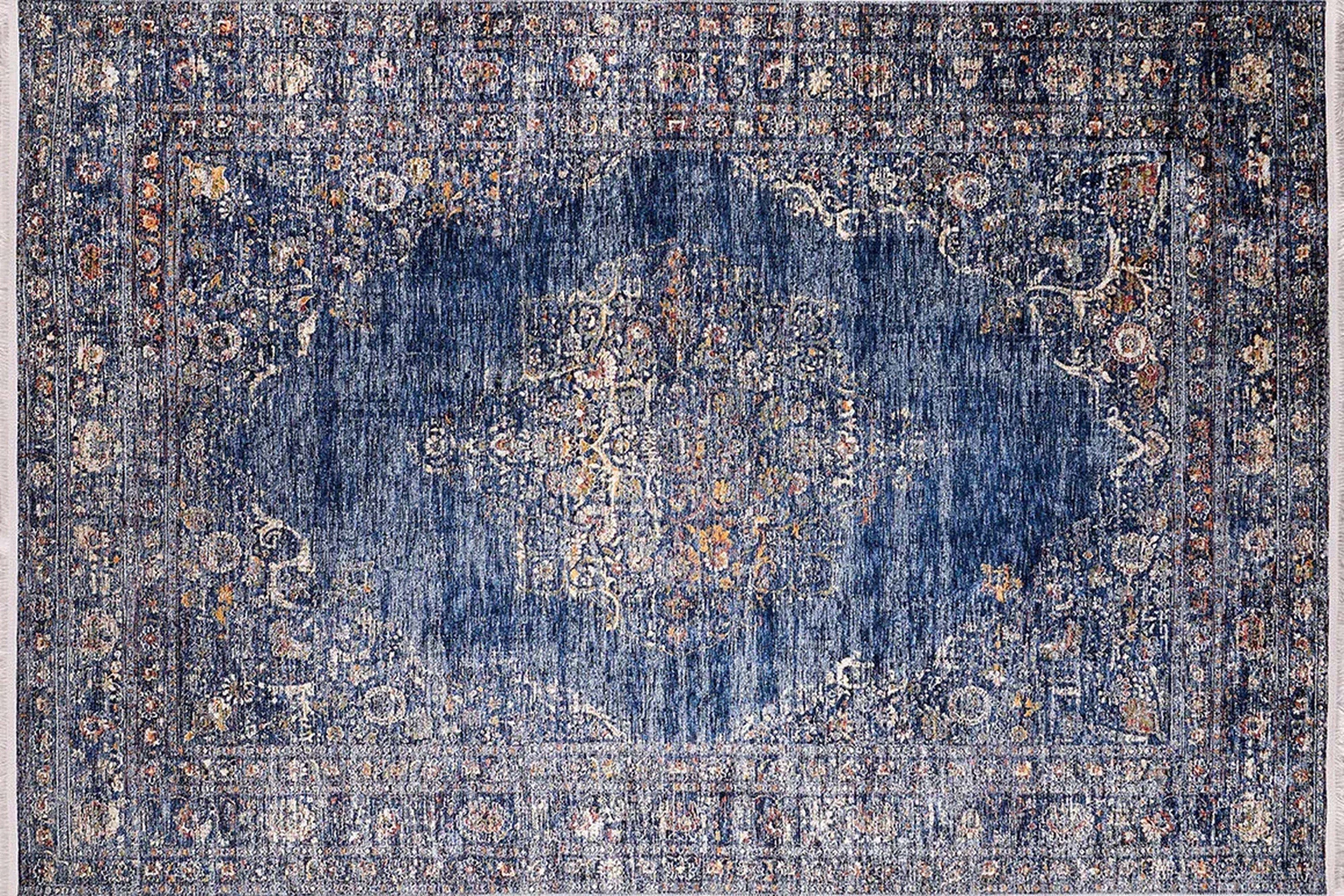 Mavi Madalyon Desenli Halı - Pera Halı
