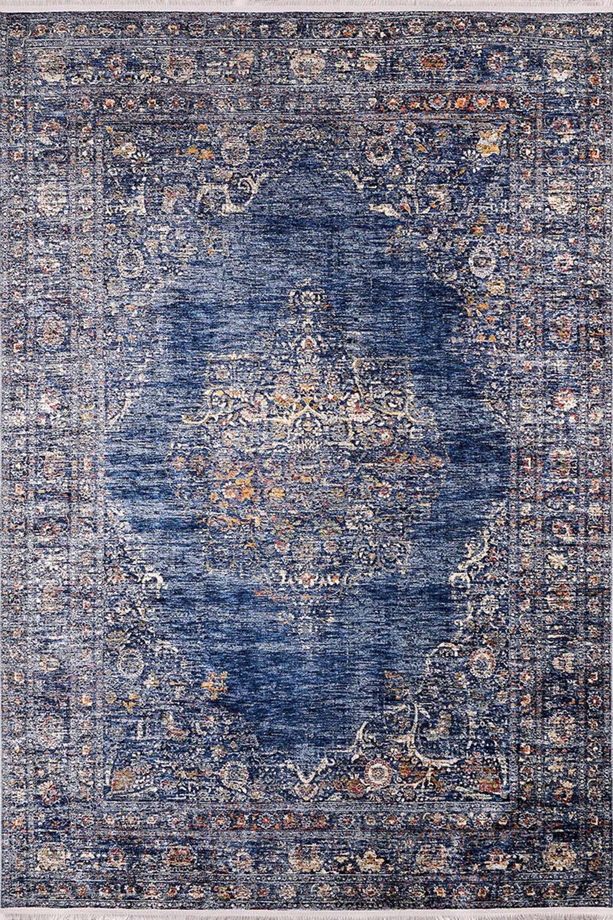 Mavi Madalyon Desenli Halı - Pera Halı