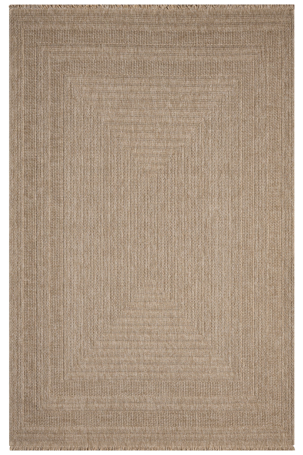 Bej Dikdörtgen Desenli Modern Halı