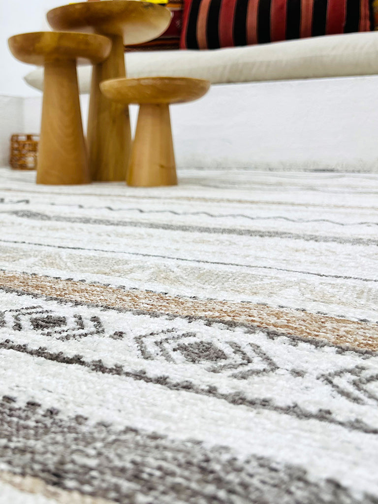 Gri Siyah ve Beyaz Bej Pamuk Polyester Modern İskandinav Yıkanabilir Halı – Antibakteriyel & Antialerjik