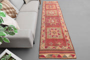 El yapımı vintage yolluk 86x305 cm tribal desenli yün - detay görünümü