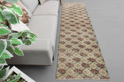 1970'lerden Uşak kökenli ikat desenli el dokuma vintage yolluk, 84x291 cm