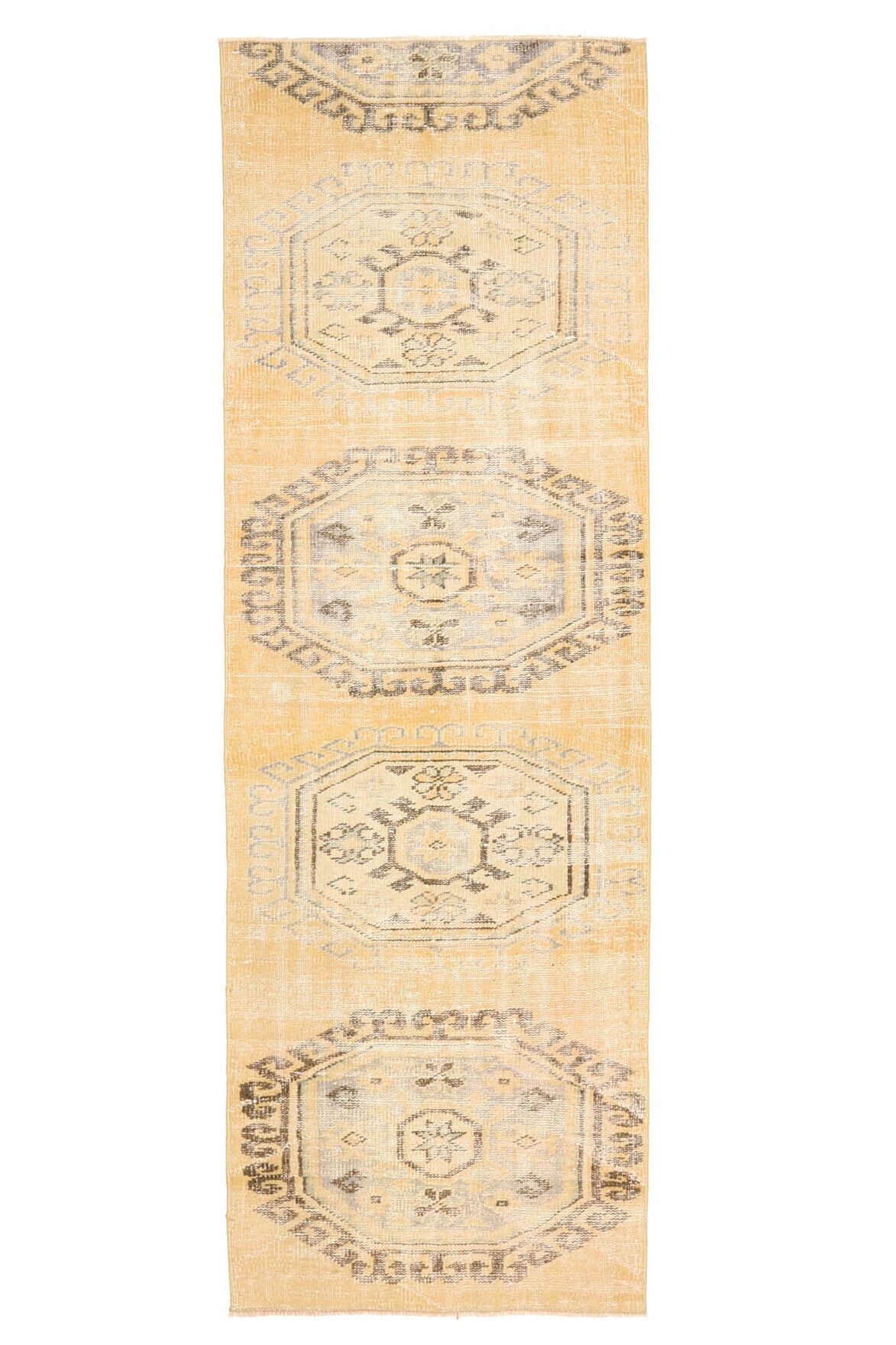 El yapımı vintage yolluk 86x257 cm oryantal desenli yün - farklı açıdan görünüm
