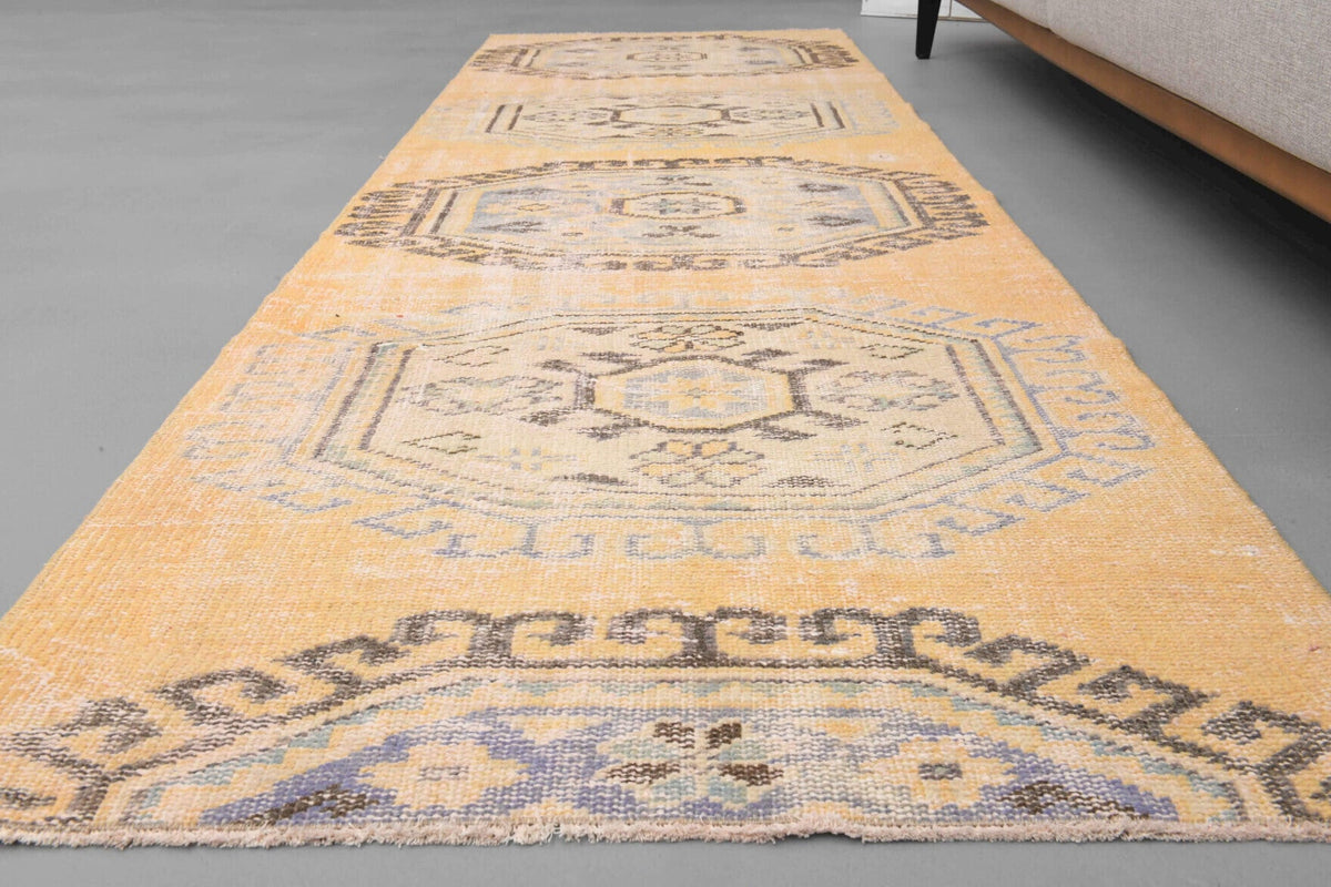El yapımı vintage yolluk 86x257 cm oryantal desenli yün - desen detayı
