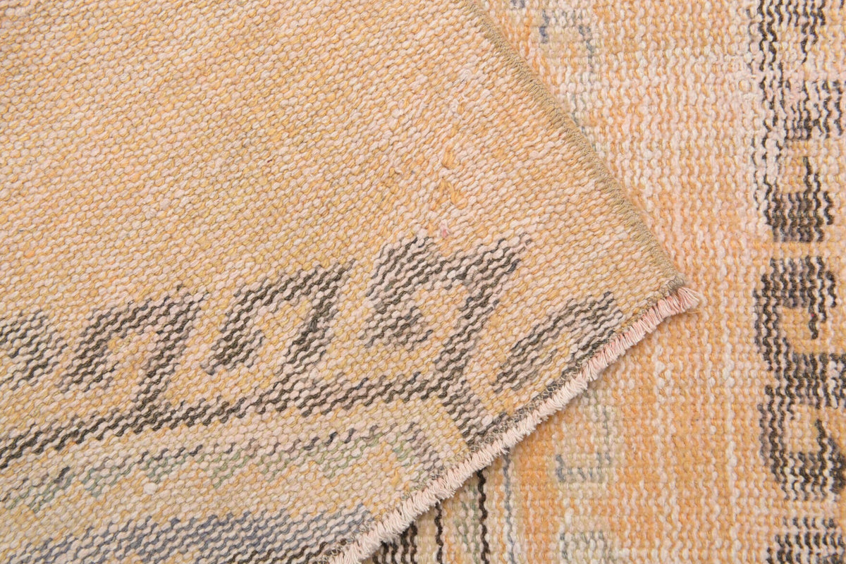 El yapımı vintage yolluk 86x257 cm oryantal desenli yün - üstten görünüm