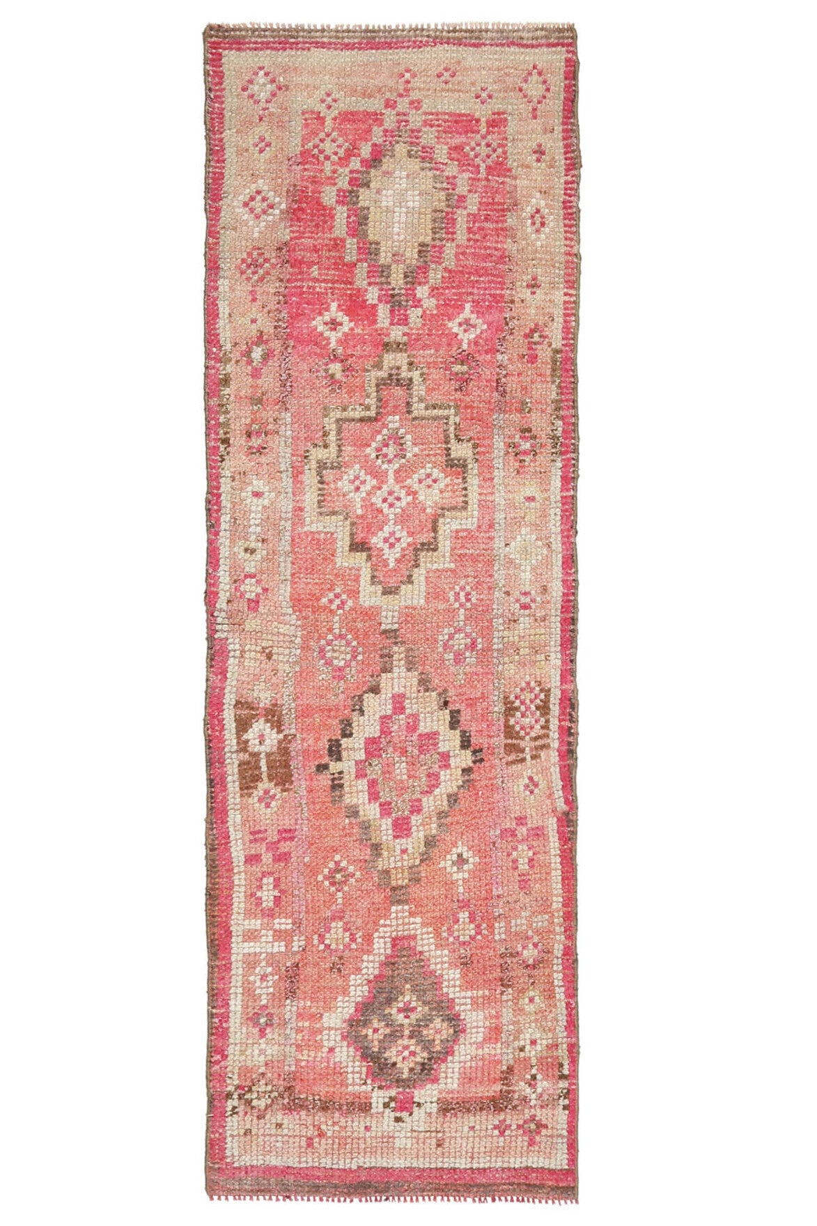 El yapımı vintage yolluk 79x249 cm oryantal desenli yün