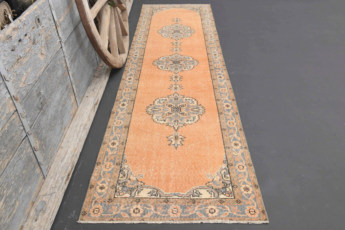El yapımı vintage yolluk 91x330 cm oryantal desenli yün - detay görünümü