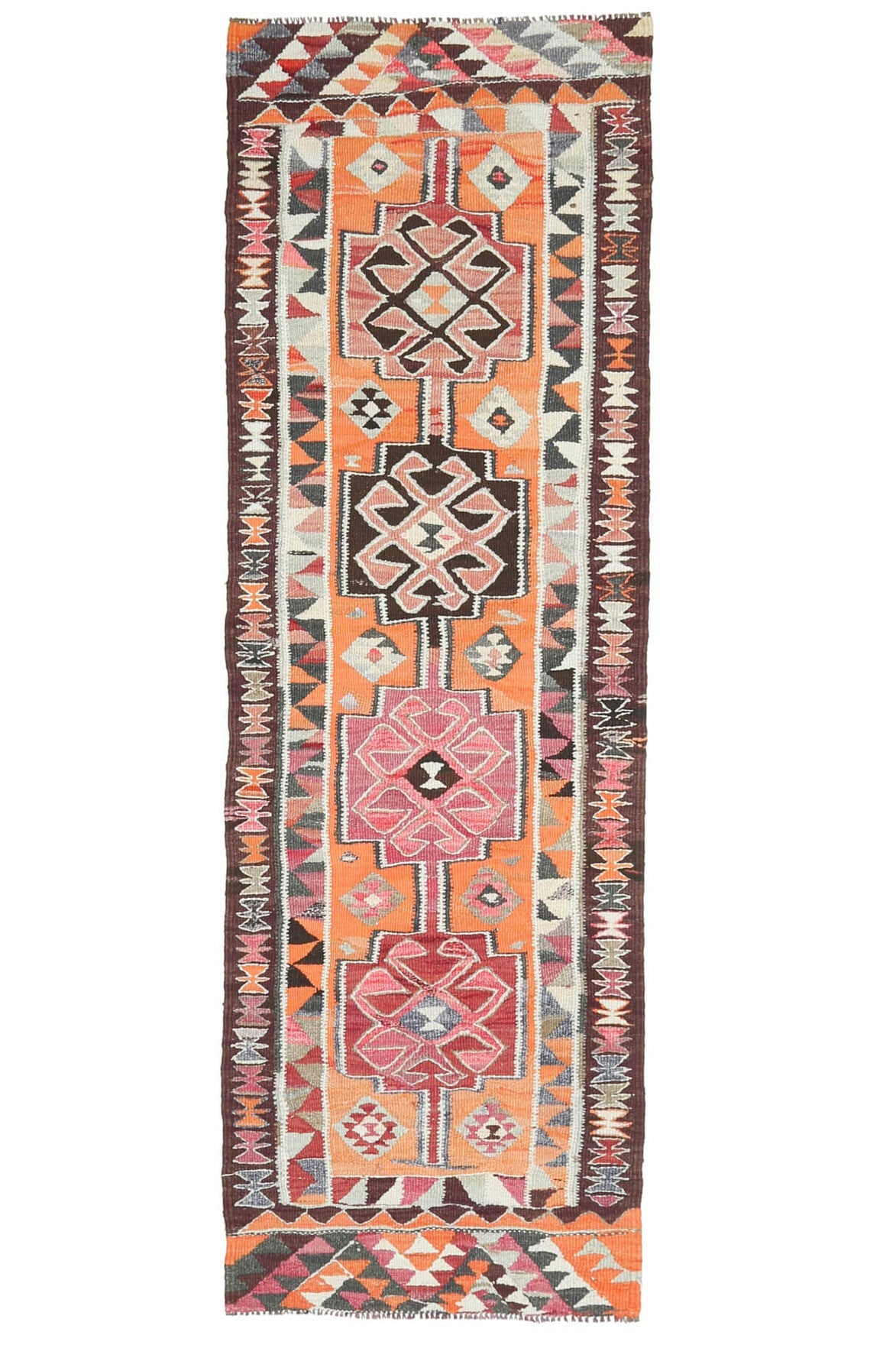 Aspendos - Hand-Knotted Flatweave Vintage Runner Rug