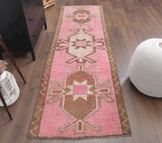 El yapımı vintage yolluk 79x287 cm oryantal desenli yün - detay görünümü